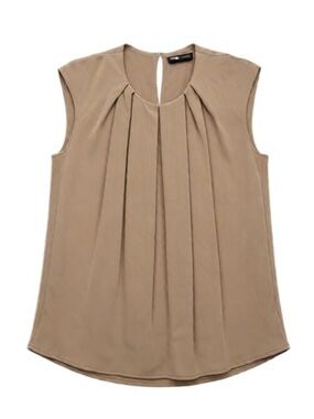 Max Mara Silk Sleeveless Pleated Women's Top in  Beige